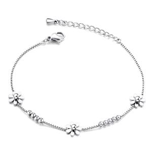 ブレスレット サージカルステンレス 花 細め ベネチアン アジャスター付 低金属アレルギー対応