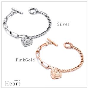 ブレスレット サージカルステンレス製 キュービックジルコニア 羽 ハート コイン メダル 花輪 爆買