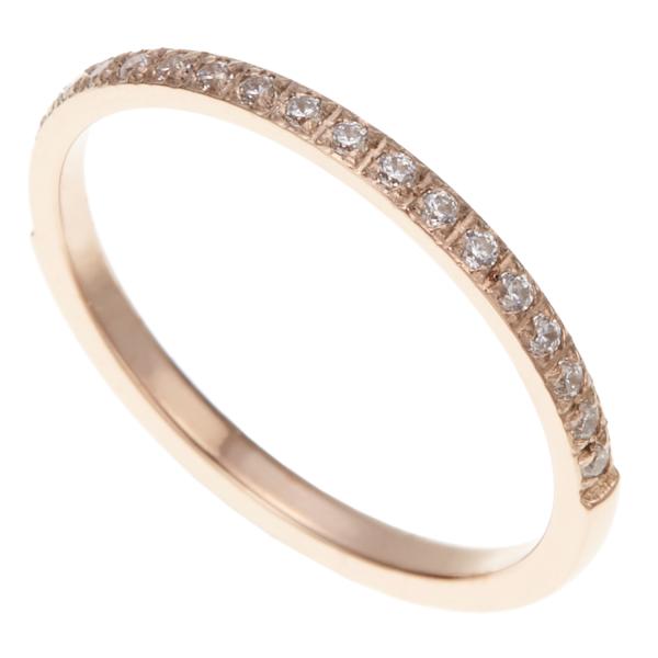 リング サージカルステンレス製 キュービックジルコニア ハーフエタニティ 指輪 お肌に優しい 金属ア...