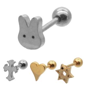 ボディピアス サージカルステンレス製 片耳用 1個売り うさぎ 星 ハート クロス 目立ちにくい ミニ 金属アレルギー対応 爆買