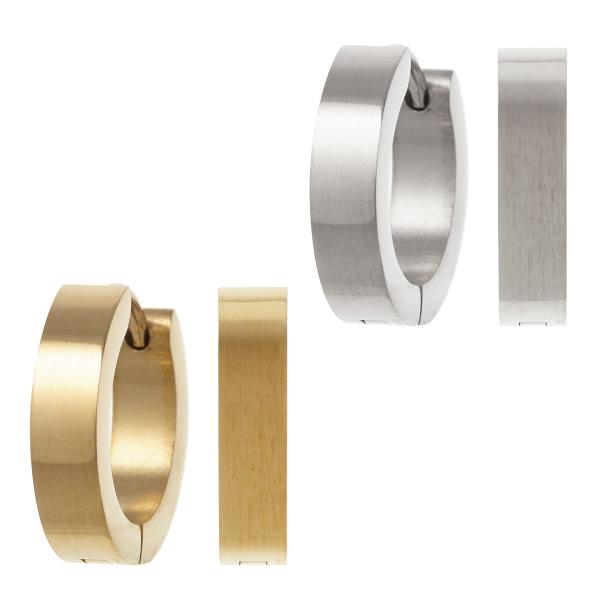 フープピアス レディース 幅4mm シャープライン ニッケルフリー 金属アレルギー対応 メンズ メタ...