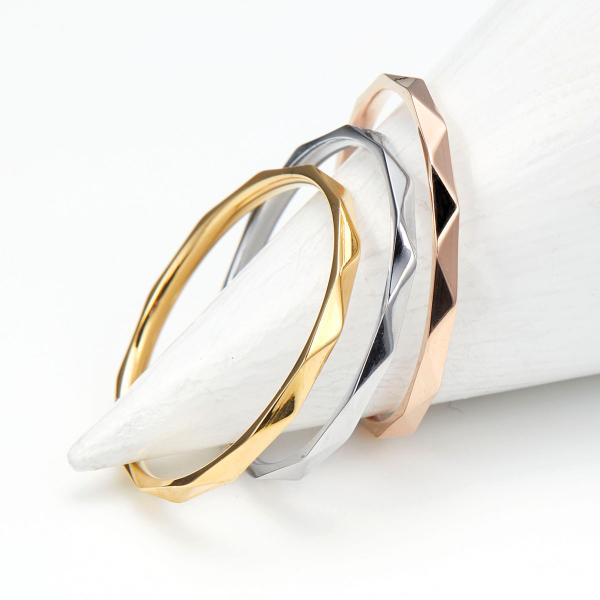 リング 指輪 レディース メンズ サージカルステンレス製 ダイヤカット 多面カット ミラーカット 槌...