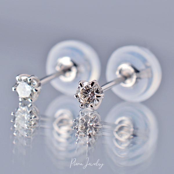 プラチナ900 一粒ダイヤピアス Pt900 ダイヤモンド 両耳合計0.1ct 片耳0.05ct 6...