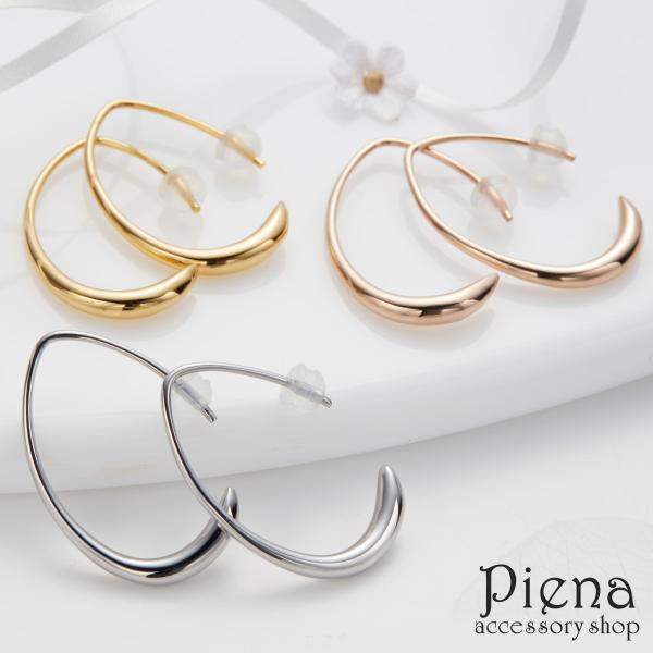 プランプピアス サージカルステンレス316L製 片耳用 1個売り ドロップ ハーフ フック 大ぶり ...