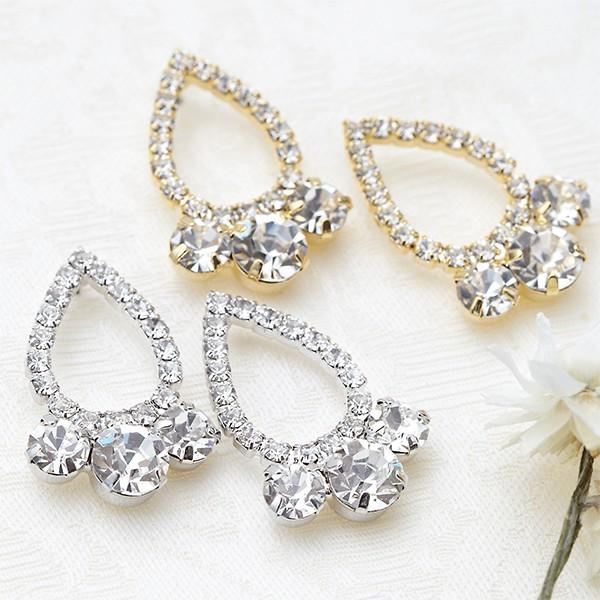 [ナパ]NAPA スタッドピアス ドロップ ペアシェイプ ラインストーン パヴェ デコレーションピア...