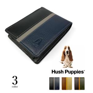全3色　Hush Puppies ハッシュパピー リアルレザー 二つ折り財布 全3色 Hush Puppies ハッシュパピー リアルレザー トリコロールカラー