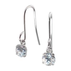 アクアマリン ピアス プラチナ 900 Pt900 両耳用 フック 3mm フック式