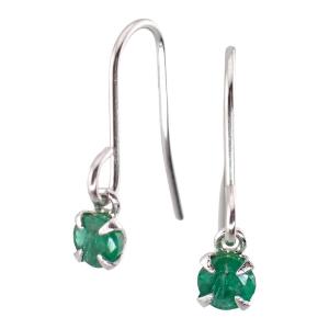 エメラルド フープ ピアス K14WG 14k 14金 ホワイト ゴールド スナップ