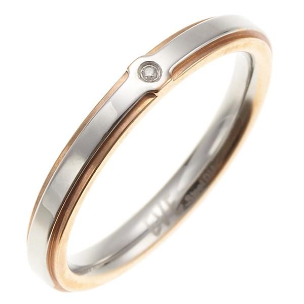 天然ダイヤモンド シンプルデザイン ゴールドベースリングサージカル・ステンレス316L使用で低アレル...