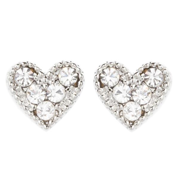 レディースピアス チタンポスト ラインストーン ハート ミル打ち 小ぶり デイリー シルバー ゴール...