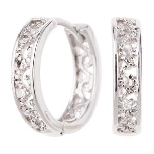 ピアス フープ 透かし アラベスク 太め ワンタッチ 直径14mm 幅3mm 爆買