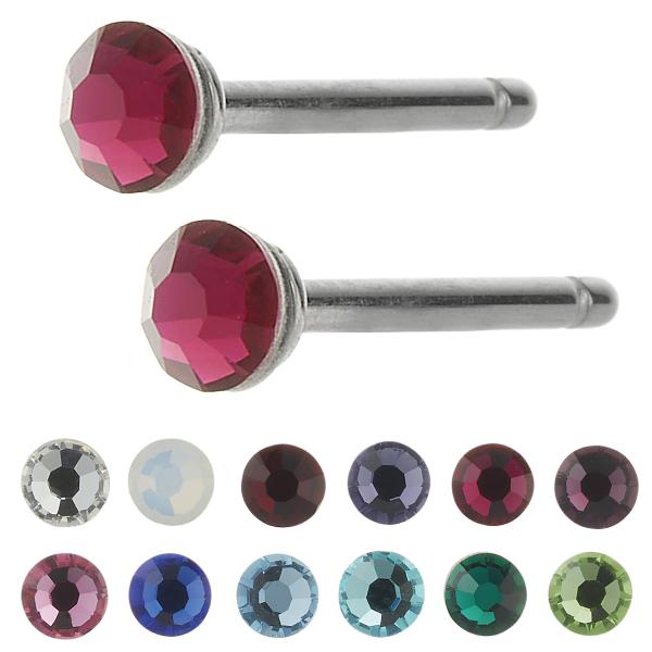 ピアス つけっぱなし チタン製 両耳用 プレシオサ 18G 16G 石サイズ 3mm ワンストーン ...