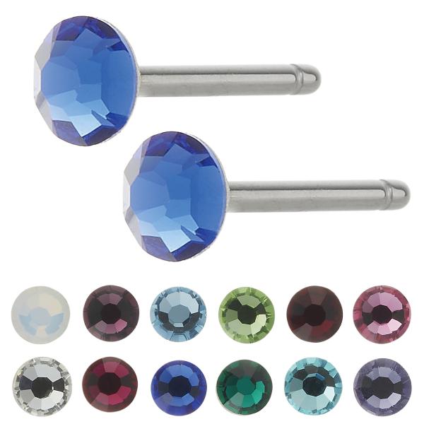 ピアス つけっぱなし チタン製 両耳用 プレシオサ 18G 16G 石サイズ 4mm ワンストーン ...