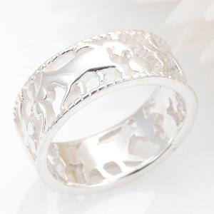 リング 指輪 シルバー925製 スタンダード ピンキー 透かし柄 鹿