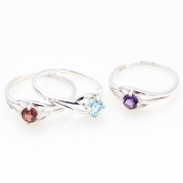 レディースリング シルバー925製 ピンキー シンプルデザイン 天然石 1粒ストーン デザインアーム...