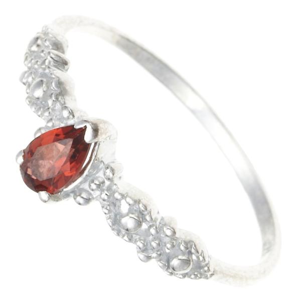 レディースリング シルバー925製 ピンキー キュートデザイン ドロップ1粒ストーン ミルグレインデ...