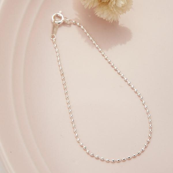 ブレスレット レディース シルバー925 18cm 楕円 オーバル ボールチェーン シンプル 華奢 ...