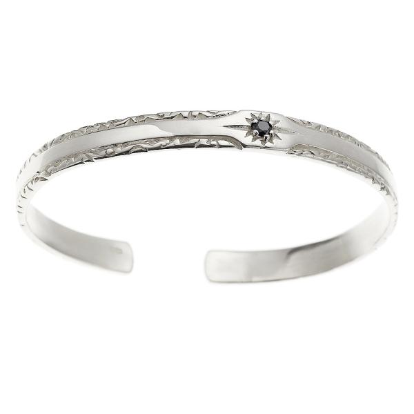 メンズバングル シルバー925 スターリングシルバー シルバーバングル ブレスレット ブラックジルコ...