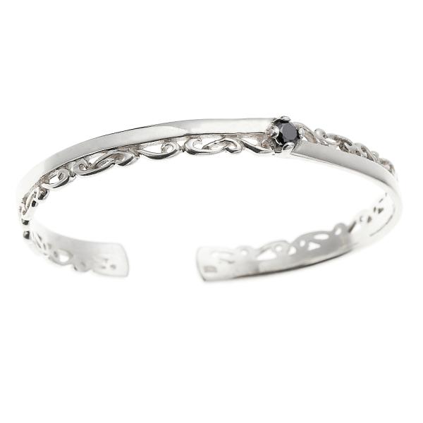 メンズバングル シルバー925 スターリングシルバー シルバーバングル ブレスレット ブラックジルコ...