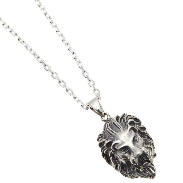 ネックレス シルバー925 ライオン 獅子 フェイス ヘッド 立体的 3D ハード 大きめ 爆買