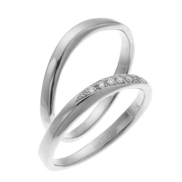 ペアリング シルバー925 プラチナ仕上げ ダイヤモンド ツヤ有り マリッジリング 結婚指輪 沖縄製...