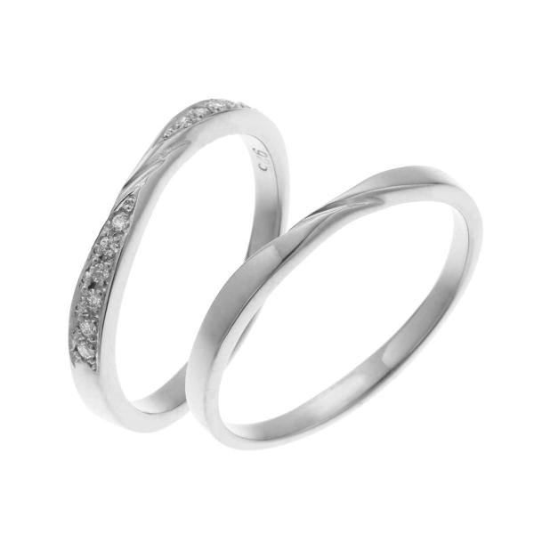 ペアリング シルバー925 プラチナ仕上げ ダイヤモンド ねじり ひねり マリッジリング 結婚指輪 ...