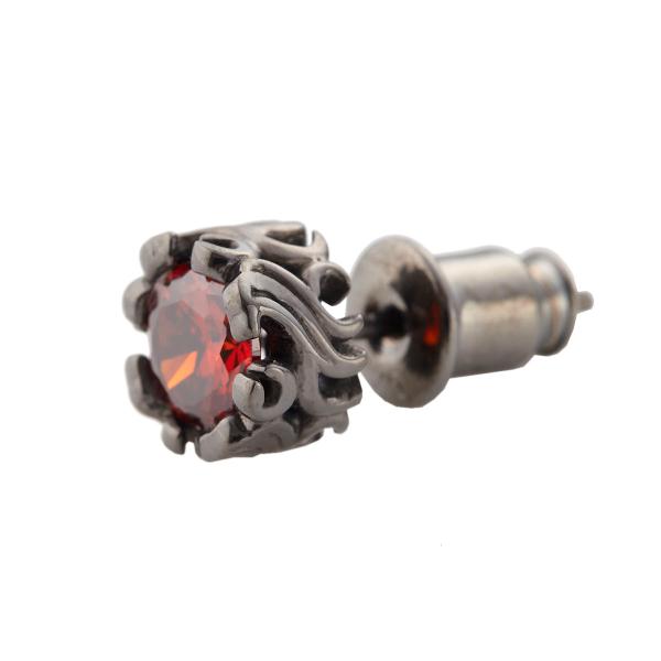 スタッドピアス レッドキュービックジルコニア シルバー925 アラベスク Royal stag ze...