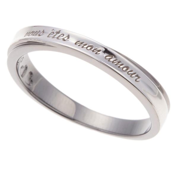 リング メンズ シルバー925製 ブラック ハート 四葉 クローバー フランス語 貴方は私の愛する人...