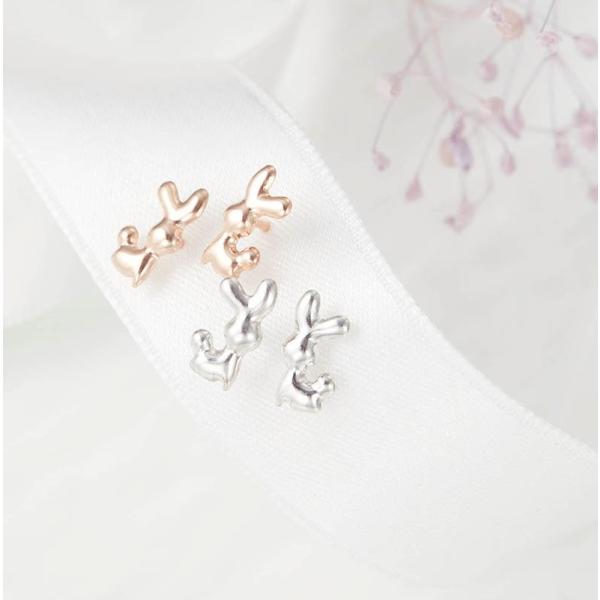 スタッドピアス me on... みぃおん うさぎ  K10ピンクゴールド K10ホワイトゴールド ...