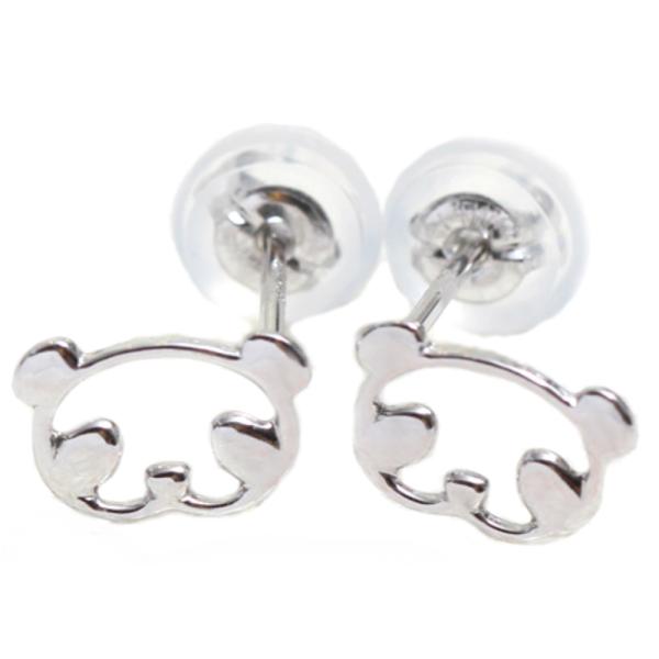 me on... K10ホワイトゴールド・パンダフェイスモチーフピアス 爆買