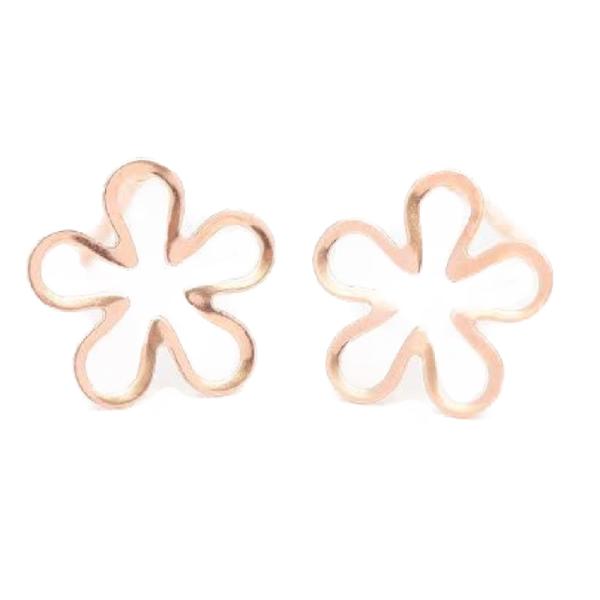 me on... K10ピンクゴールド丸みを帯びたロマンチックスイートオープンフラワー・プチピアス ...