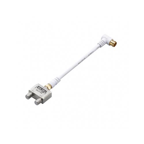 【5個セット】 YAZAWA アンテナ2分配器 ケーブル10cm SV/WHATD48L101X5
