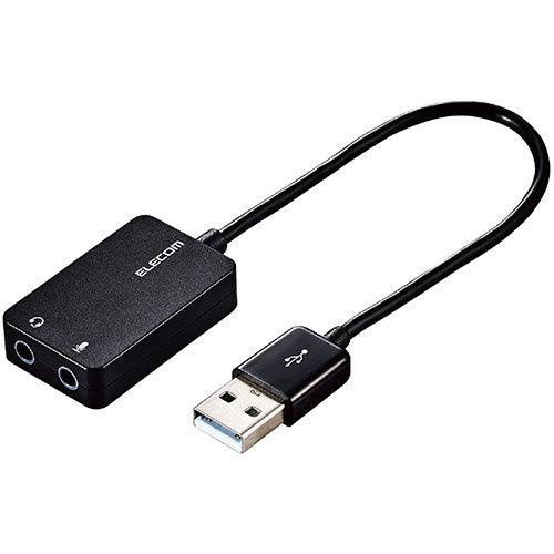 【5個セット】エレコム オーディオ変換アダプタ USB-φ3.5mm ケーブル付 15cm ブラック...