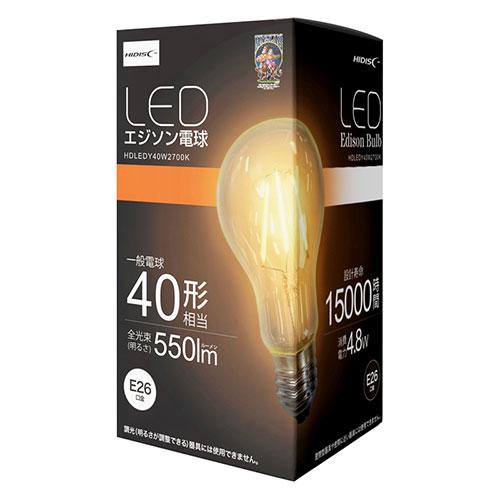 HIDISC LED電球(エジソン電球40形相当) HDLEDY40W2700K