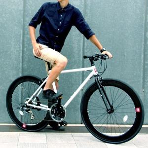 クロスバイク 700c（約28インチ）/ホワイト(白) シマノ21段変速 軽量 重さ11.2kg 〔HEBE〕 ヘーべー CAC-024〔代引不可〕｜kagu-plaza