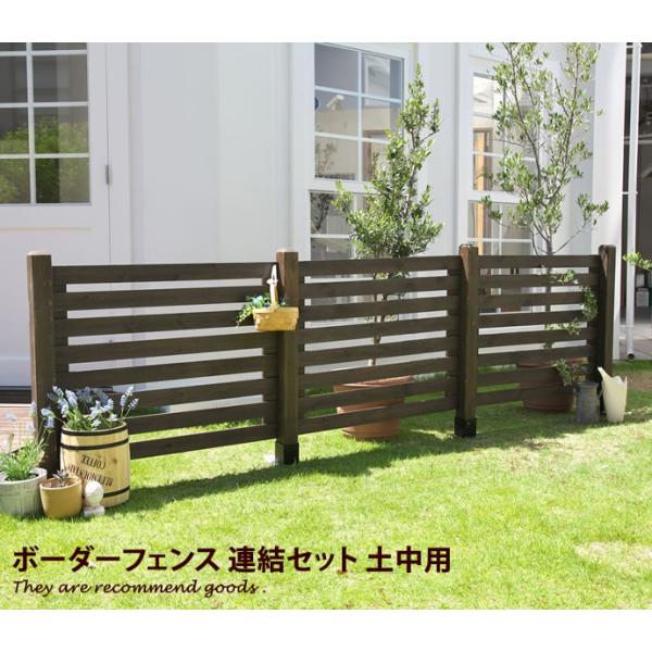 ボーダー 木製フェンス 目隠し ナチュラル エクステリア 埋め込み DIY 簡単 連結 土中