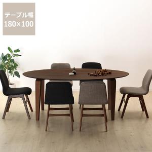ダイニングテーブルセット 幅180 7点セット 木製 楕円テーブル : C