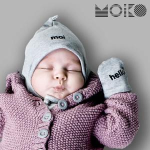 ベビーミトン＆ボンネット セット　「MOIKO」GREETING GIFT SET FOR BABIES (MOI-HELLO)　※代引き・後払い不可 ※キャンセル不可｜kagu