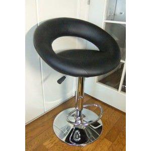 バーチェアー　厚いクッションのカウンターチェア・黒