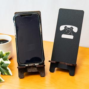 木製 スマホスタンド 電話 シンプル 高さ195mm おしゃれ かわいい  5.5mm厚の充電コード対応スマホスタンド009｜kagucoco