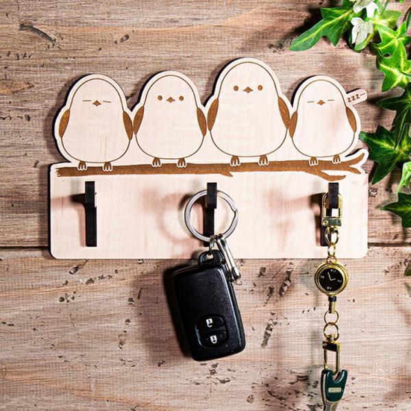 キーハンガー 木製 シマエナガ グッズ キーフックハンガー アクセサリーハンガー ホワイトデー ハンガーキーハンガー002