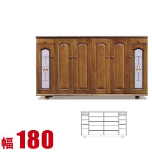 下駄箱 大川家具 シューズボックス 大容量 収納 おしゃれ ベルフラワー ロータイプ 幅180cm 完成品 日本製