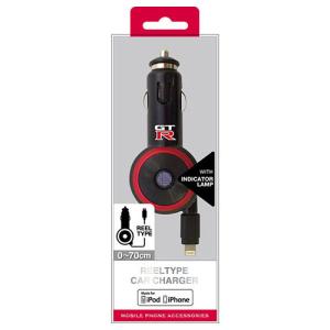 NISSAN 公式ライセンス品 GT-R REEL CAR CHARGER FOR IPHONE BLACK NRMDJ-R1BK｜kagucyoku