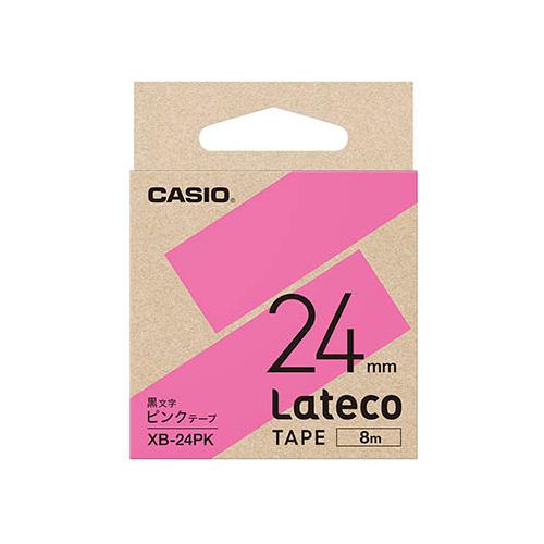 カシオ計算機 Lateco専用詰替用テープ/ピンクに黒文字/24mm XB-24PK