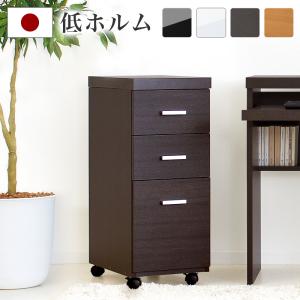 デスクワゴン スリム おしゃれ W412 D390 H574 mm 茶 キャスター