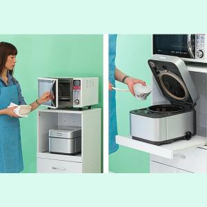 レンジ台 キッチン収納 白 スライド棚ラック ...の詳細画像2