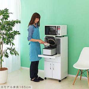 レンジ台 キッチン収納 白 スライド棚ラック ...の詳細画像4