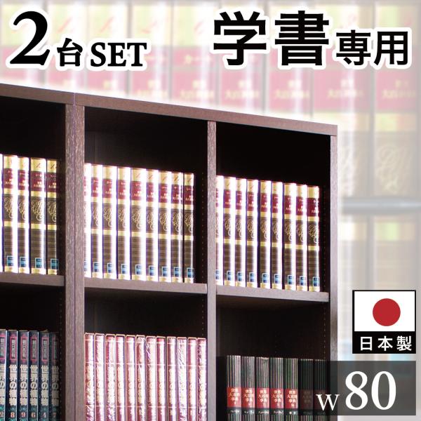 2台セット 国産本棚 書棚 日本製 強い棚板 幅160 幅80 ダークブラウン 木製