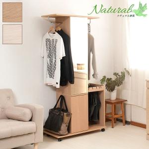 キャスター付きミラーハンガー スタンドミラー ハンガーラック