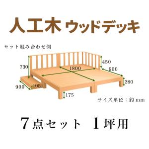 ウッドデッキ 7点セット 1坪 人工木材 ロー...の詳細画像1